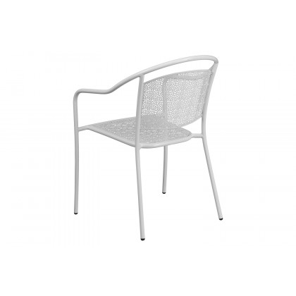 BLNK Oia Commercial Steel Indoor-Outdoor Patio Arm Chair with Round Back - White