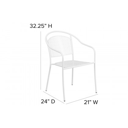 BLNK Oia Commercial Steel Indoor-Outdoor Patio Arm Chair with Round Back - White