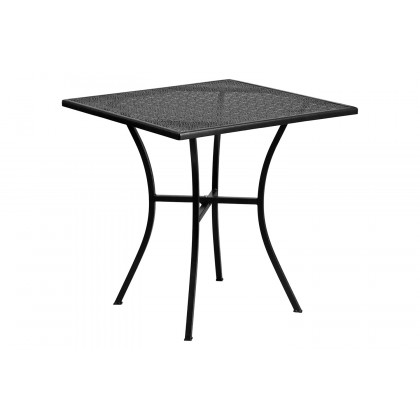 BLNK Oia Commercial Square Steel Black Indoor-Outdoor Patio Table