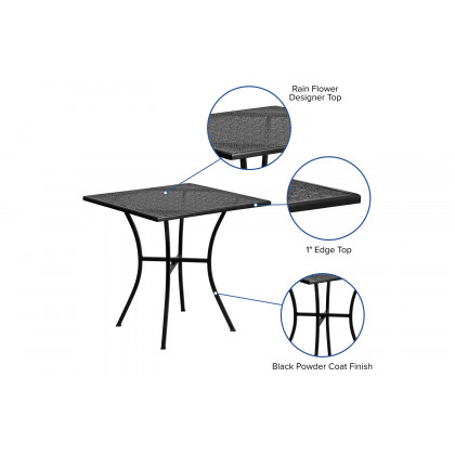 BLNK Oia Commercial Square Steel Black Indoor-Outdoor Patio Table
