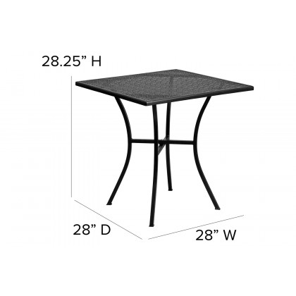 BLNK Oia Commercial Square Steel Black Indoor-Outdoor Patio Table