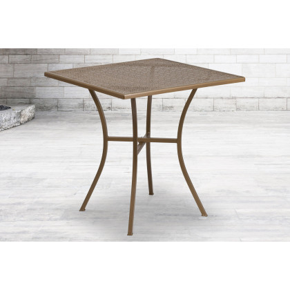 BLNK - Oia Commercial Square Steel Black Indoor-Outdoor Patio Table