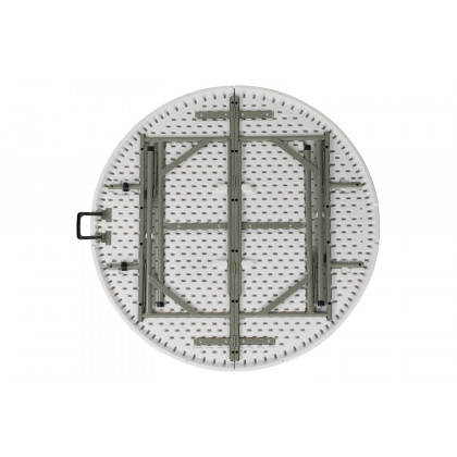 BLNK - Freeman Round Bi-Fold Granite White Plastic Banquet and Event Folding Table with Carrying Handle