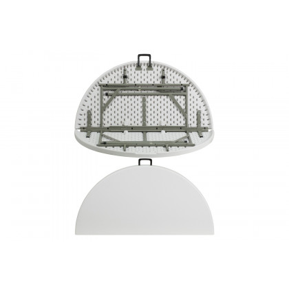 BLNK - Freeman Round Bi-Fold Granite White Plastic Banquet and Event Folding Table with Carrying Handle