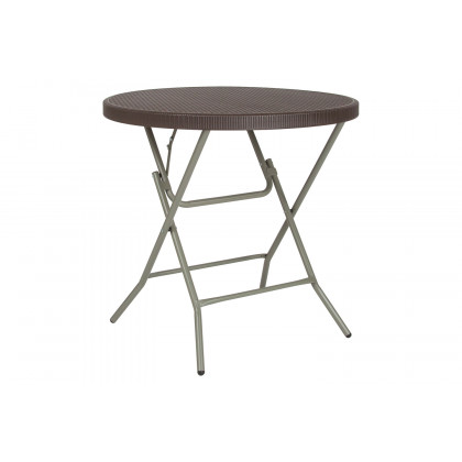 BLNK - Trellis Round Brown Rattan Plastic Folding Table