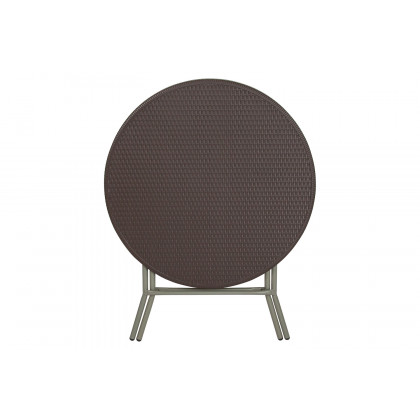 BLNK - Trellis Round Brown Rattan Plastic Folding Table