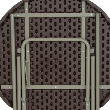 BLNK - Trellis Round Brown Rattan Plastic Folding Table
