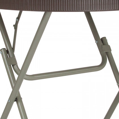 BLNK - Trellis Round Brown Rattan Plastic Folding Table