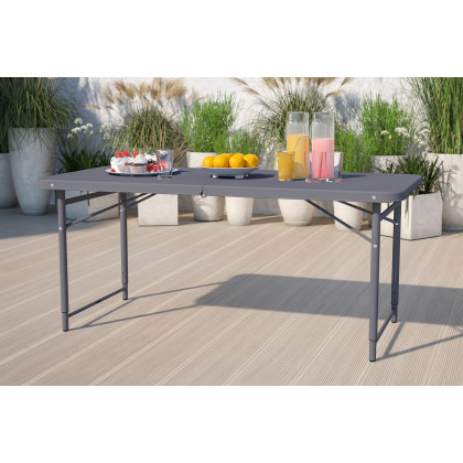 BLNK - Mills Plastic Adjustable Folding Table with Carrying Handle