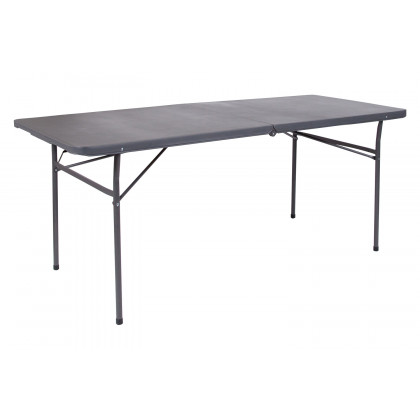BLNK Elijah Plastic Folding Table with Carrying Handle - Dark Gray