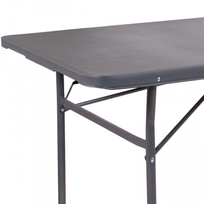 BLNK Elijah Plastic Folding Table with Carrying Handle - Dark Gray