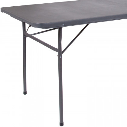 BLNK Elijah Plastic Folding Table with Carrying Handle - Dark Gray