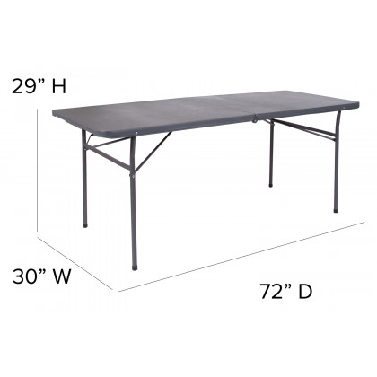 BLNK Elijah Plastic Folding Table with Carrying Handle - Dark Gray