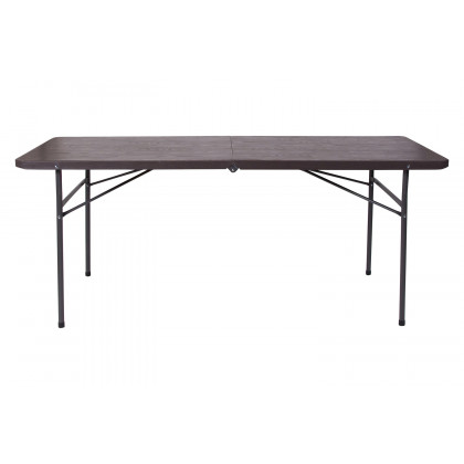 BLNK Elijah Plastic Folding Table with Carrying Handle - Brown Wood Grain
