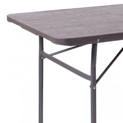 BLNK Elijah Plastic Folding Table with Carrying Handle - Brown Wood Grain