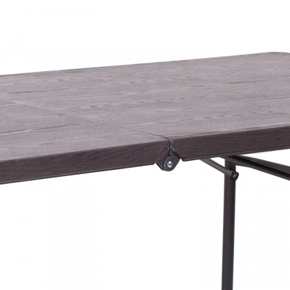 BLNK Elijah Plastic Folding Table with Carrying Handle - Brown Wood Grain
