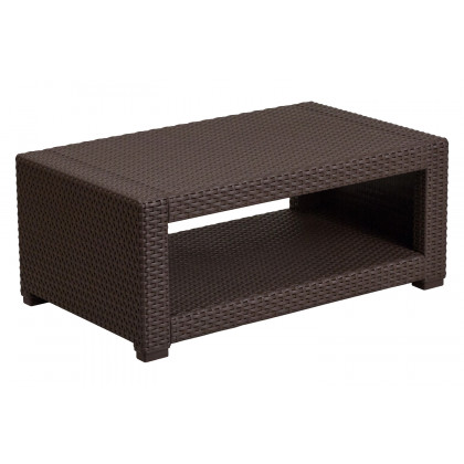BLNK Seneca Outdoor Faux Rattan Chair, Sofa and Table Set 4 Piece - Chocolate Brown