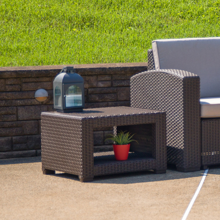 BLNK - Seneca Faux Rattan End Table