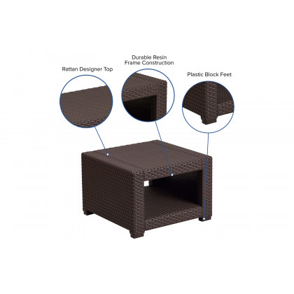 BLNK - Seneca Faux Rattan End Table