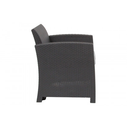 BLNK Seneca Faux Rattan Chair with All-Weather Light Gray Cushion - Dark Gray