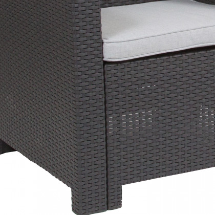 BLNK Seneca Faux Rattan Chair with All-Weather Light Gray Cushion - Dark Gray