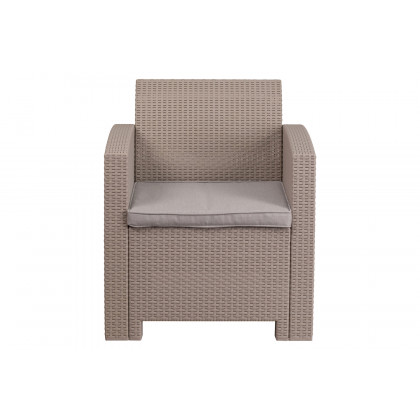 BLNK Seneca Faux Rattan Chair with All-Weather Light Gray Cushion - Light Gray