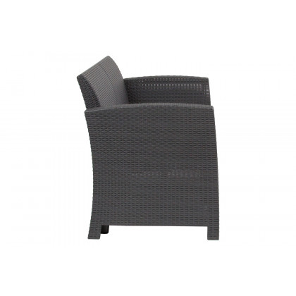 BLNK Seneca Faux Rattan Loveseat with All-Weather Light Gray Cushions - Dark Gray