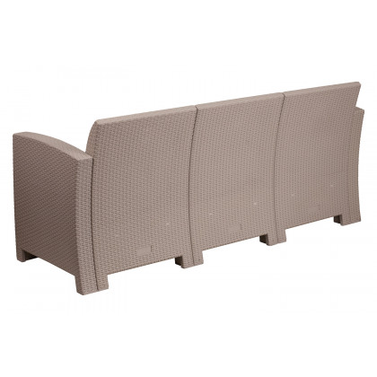 BLNK Seneca Faux Rattan Sofa with All-Weather Light Gray Cushions - Light Gray