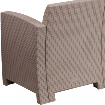 BLNK Seneca Faux Rattan Sofa with All-Weather Light Gray Cushions - Light Gray