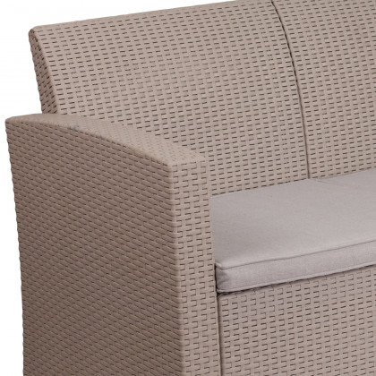 BLNK Seneca Faux Rattan Sofa with All-Weather Light Gray Cushions - Light Gray