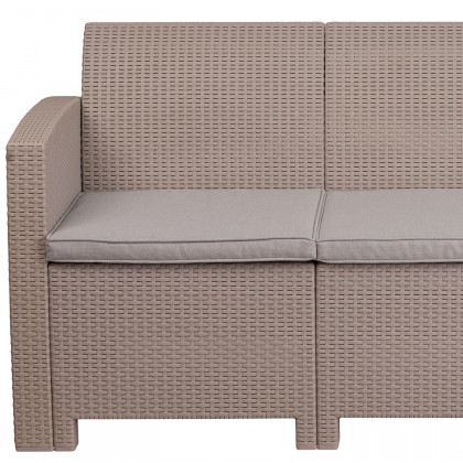 BLNK Seneca Faux Rattan Sofa with All-Weather Light Gray Cushions - Light Gray