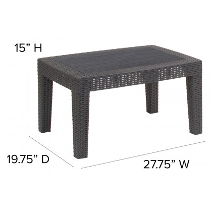 BLNK Seneca Faux Rattan Coffee Table - Dark Gray