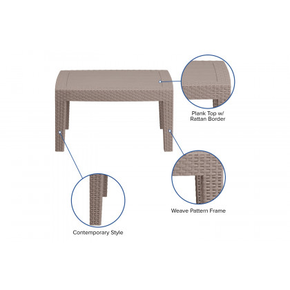 BLNK Seneca Faux Rattan Coffee Table - Light Gray