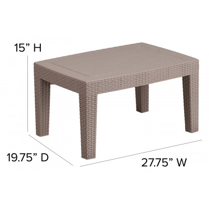 BLNK Seneca Faux Rattan Coffee Table - Light Gray
