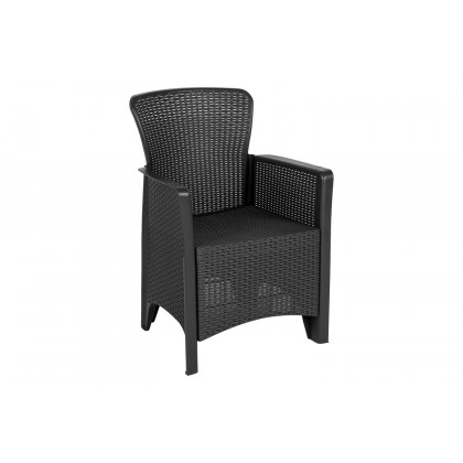 BLNK Seneca Faux Rattan Plastic Chair Set with Matching Side Table - Dark Gray