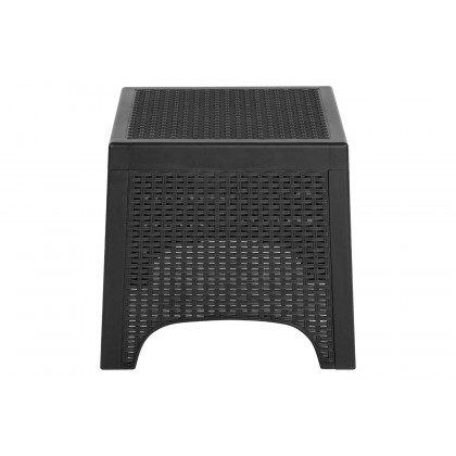 BLNK Seneca Faux Rattan Plastic Chair Set with Matching Side Table - Dark Gray