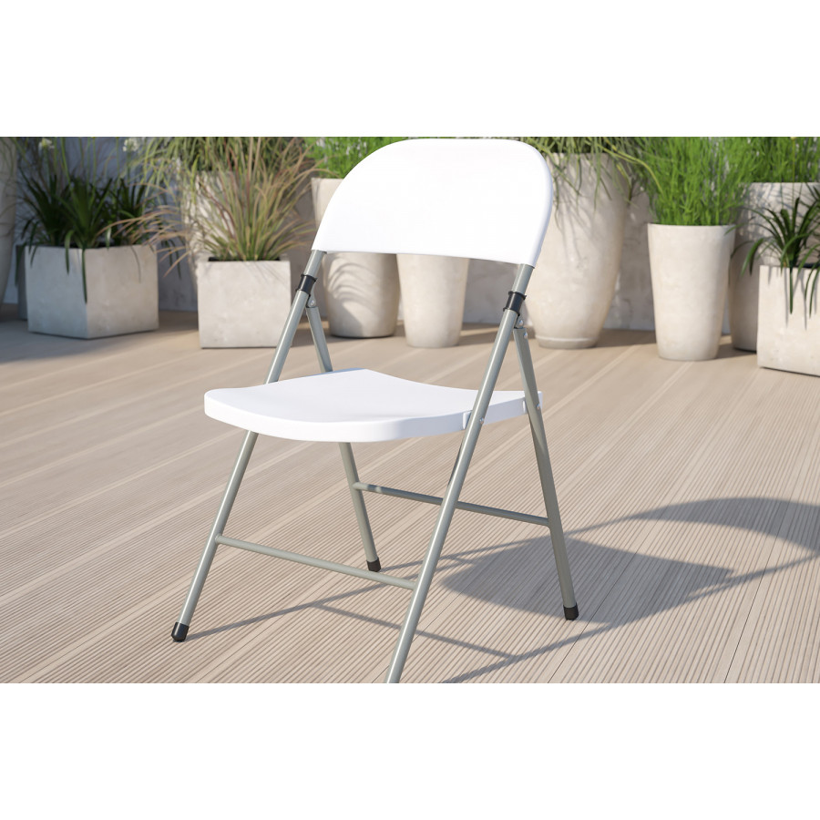BLNK - HERCULES Series Plastic Folding Chair with Gray Frame