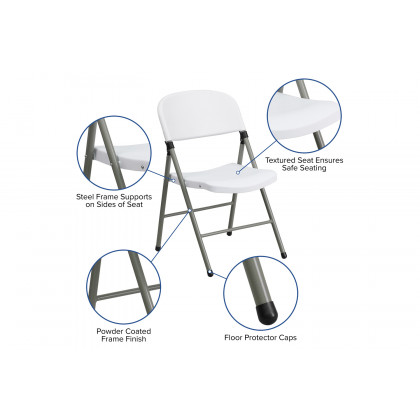 BLNK - HERCULES Series Plastic Folding Chair with Gray Frame
