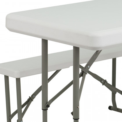 BLNK - Rowan Portable Plastic Folding Bench and Table Set 3 Piece