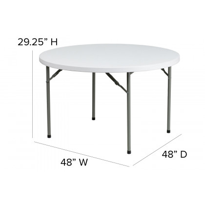BLNK Elon Round Plastic Solid Folding Table - 4'D