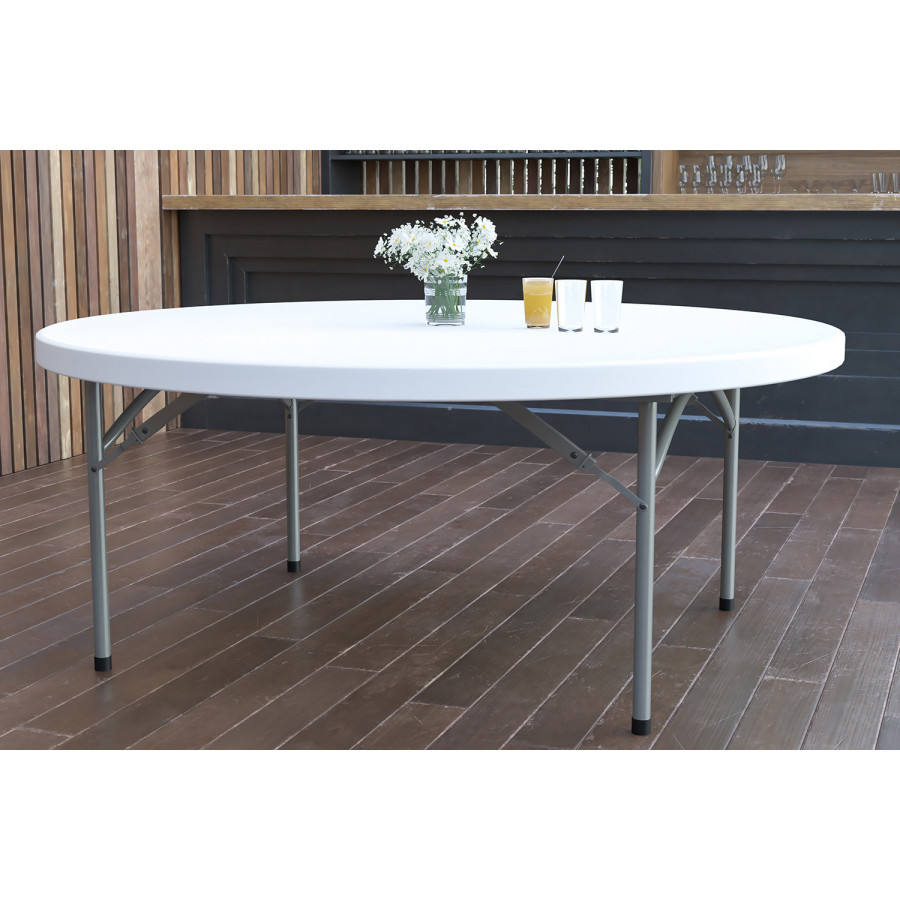BLNK Elon Round Plastic Solid Folding Table - 6'D