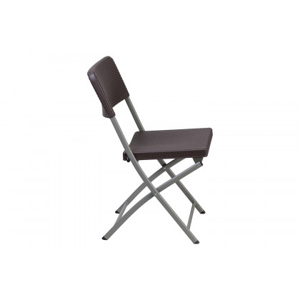BLNK - HERCULES Series Plastic Rattan Folding Chair with Gray Frame