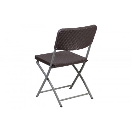 BLNK - HERCULES Series Plastic Rattan Folding Chair with Gray Frame