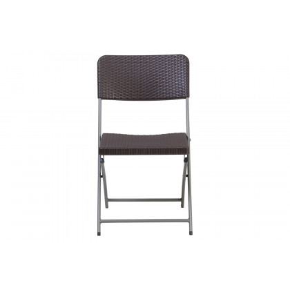 BLNK - HERCULES Series Plastic Rattan Folding Chair with Gray Frame