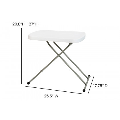BLNK Elon Commercial Indoor-Outdoor Plastic Adjustable Height Folding Table - 26"L