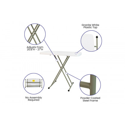 BLNK Elon Commercial Indoor-Outdoor Plastic Adjustable Height Folding Table - 30"H