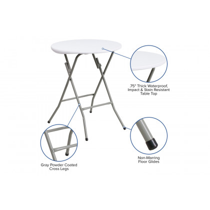 BLNK Elon Round Plastic Solid Folding Table - 2'D