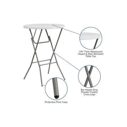 BLNK - Elon Round Plastic Bar Height Folding Table