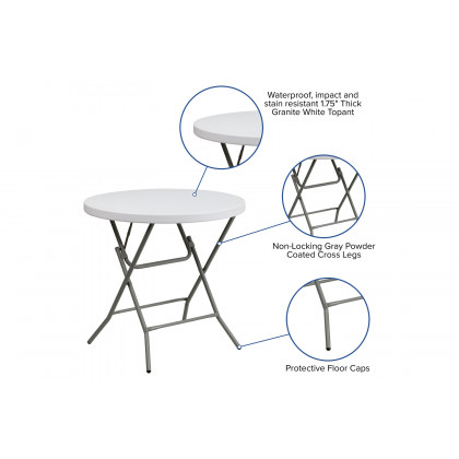 BLNK - Elon Round Plastic Plastic Folding Table