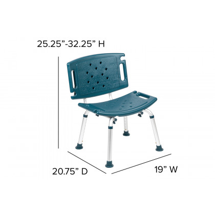 BLNK HERCULES Series Medical Adjustable Bath and Shower Chair with Extra Large Back - Navy